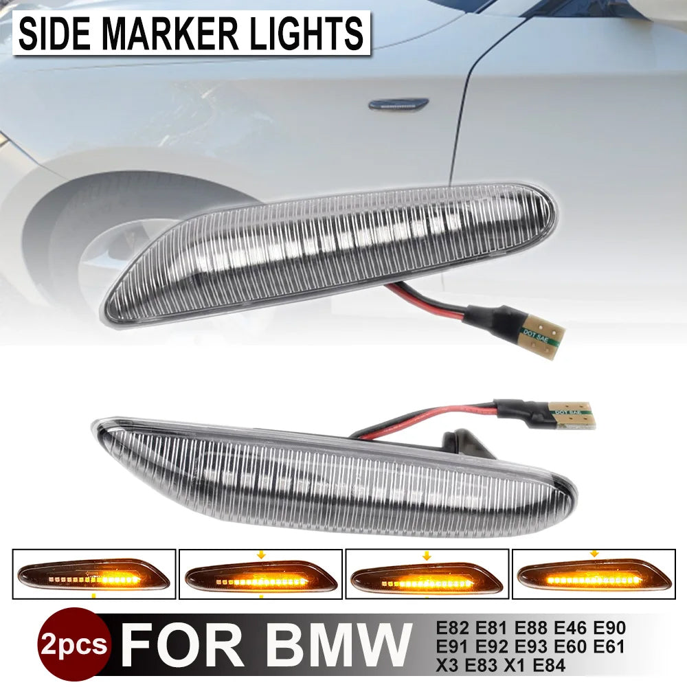 2x Dynamic LED Fender Lights Side Marker Lamps fit for BMW 1 3 5 Serie X1 X3 X5