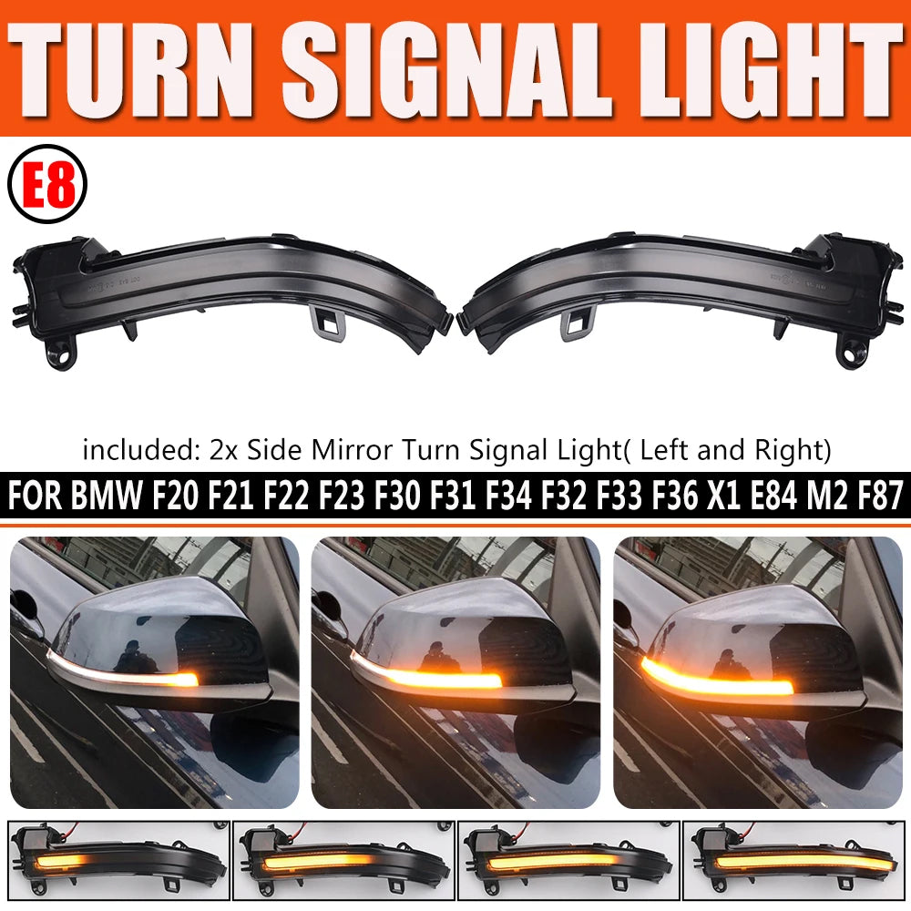2x Dynamic Turn Signal Led Rearview Mirror Light for BMW 1 2 3 4 Series X1 i3 M2