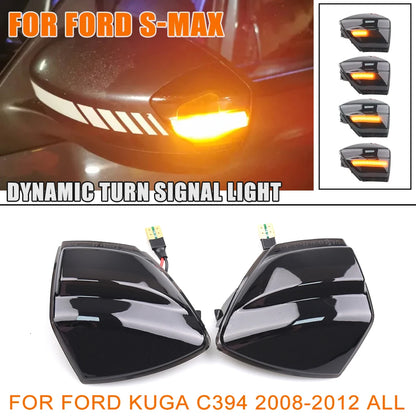 2x Dynamic Turn Signal Light Led Rearview Mirror Light for Ford S-Max Kuga C-Max
