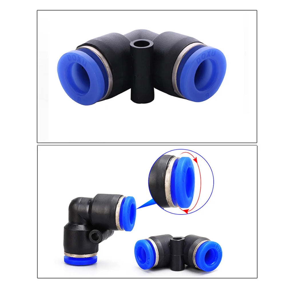 100 x PV10 Elbow Air Pneumatic Connectors OD10mm Hose L Type 2 Way Fittings
