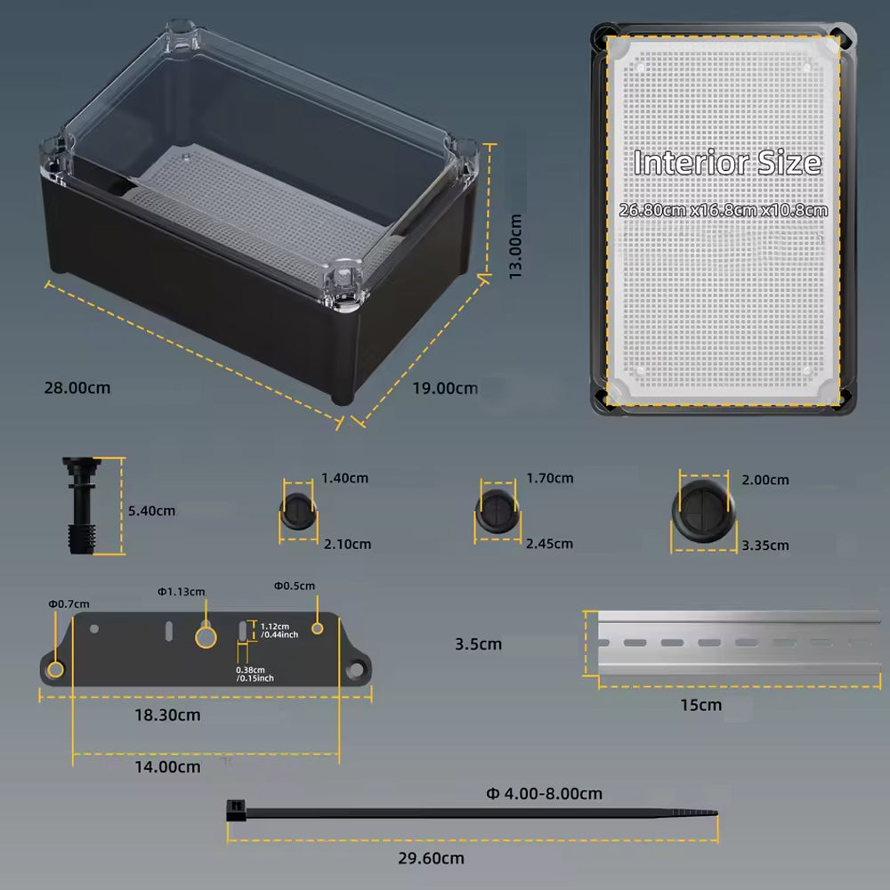 Waterproof Outdoor Electrical Box 190x280x130MM Plastic Junction Enclosure Box