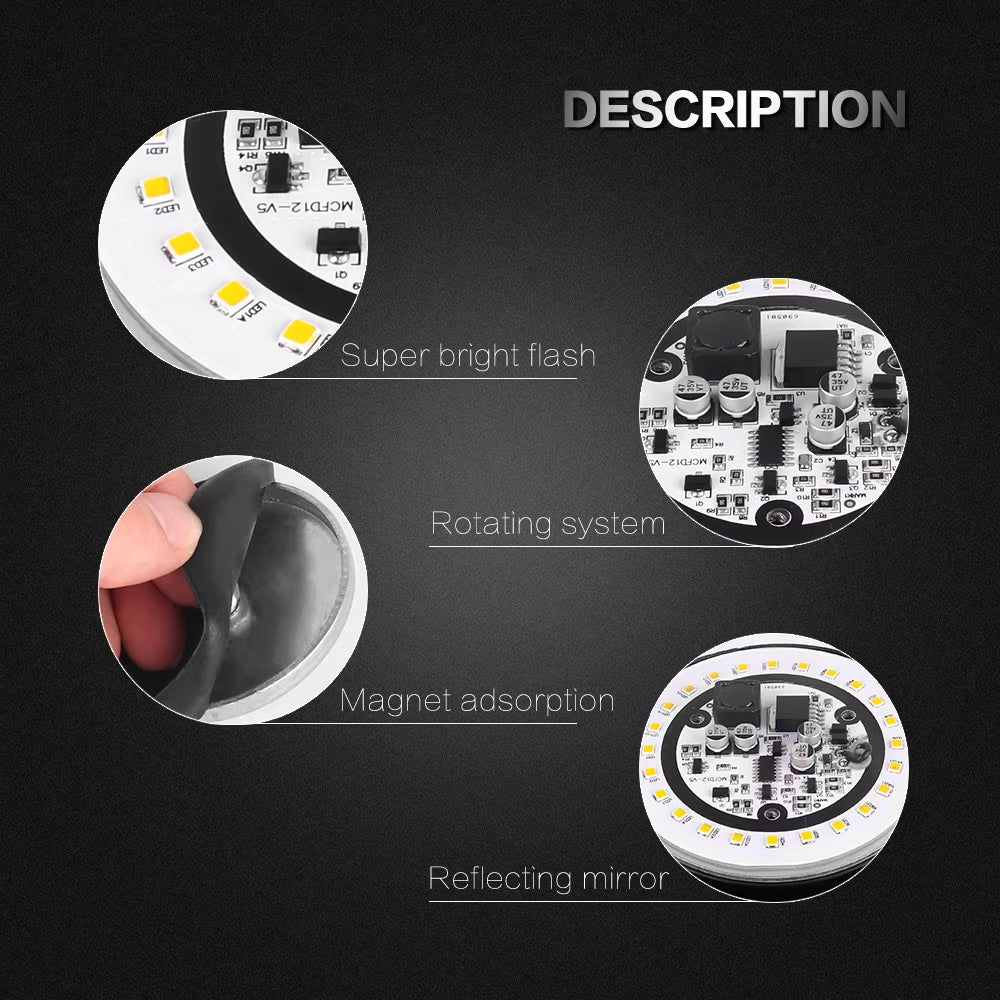 Red LED Emergency Strobe Light Magnetic Base Roof Flashing Beacon Warning Light