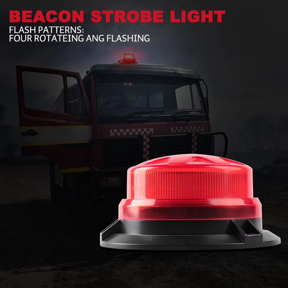 Red LED Emergency Strobe Light Magnetic Base Roof Flashing Beacon Warning Light