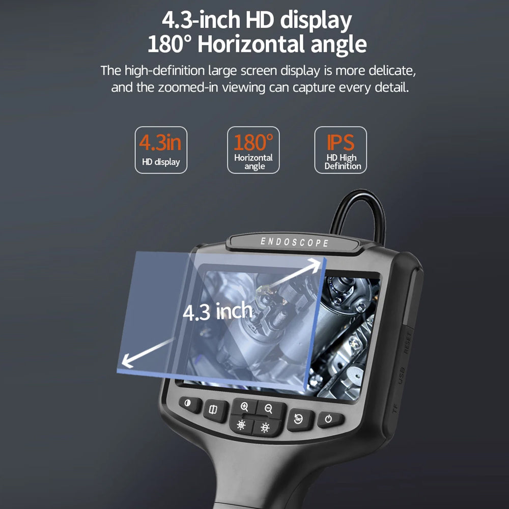 5m Dual Lens Endoscope Inspection Camera IP67 HD1080P with 4.3" IPS Screen