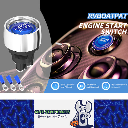 1 x Blue Car Engine Start Ignition Switch 12V 50A 3 Pin SPST Push Button Switch