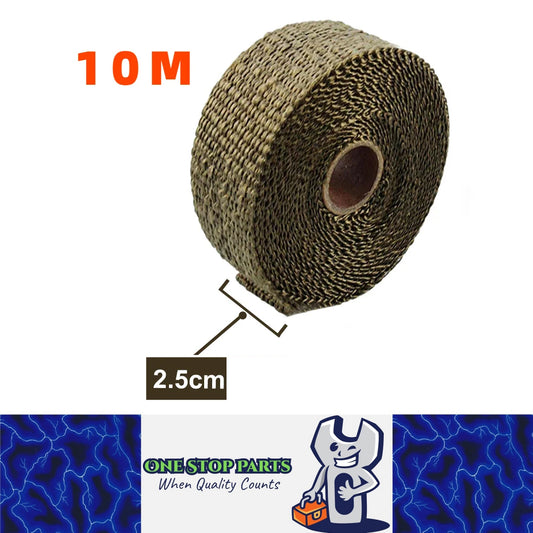 10M x 2.5CM Titanium Exhaust Pipe Heat Shield Insulation Wrap Exhaust Tape