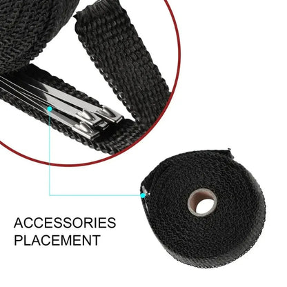 5M x 5CM White Exhaust Pipe Heat Shield Insulation Wrap Thermal Exhaust Tape