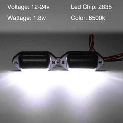 2 x LED Number Plate Lamps Multivolt 12-24v Durable Waterproof Lamps (2pcs)