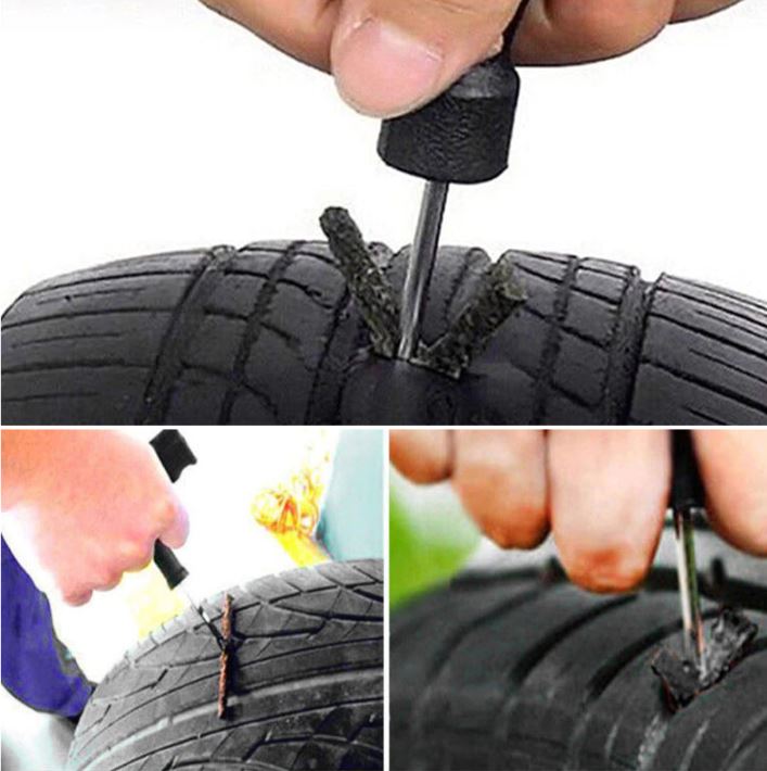 10 x Black 6mm Tyre repair kit strips for plugging tyre puncture hole (10pcs)