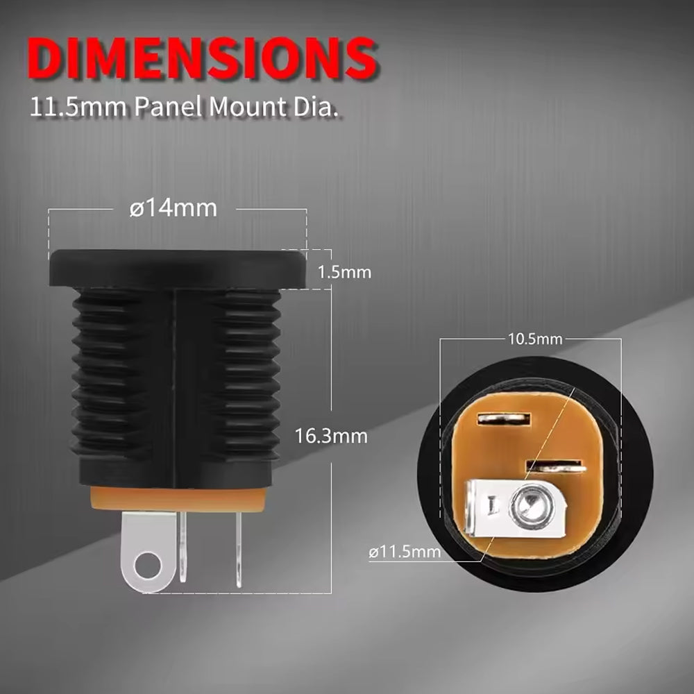 30pcs 2.1x5.5mm Female DC Jack Barrel Jack with 11.5mm Panel Mounting Hole