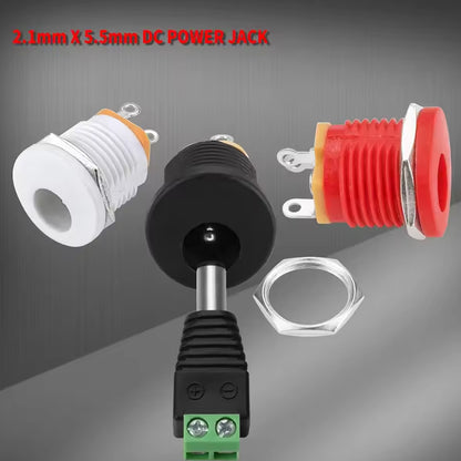 30pcs 2.1x5.5mm Female DC Jack Barrel Jack with 11.5mm Panel Mounting Hole