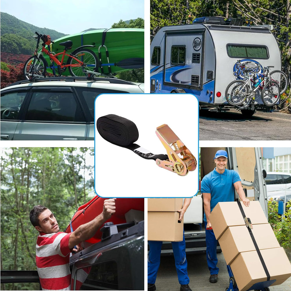 8M x 2.5CM Black Heavy Duty Ratchet Strap Cargo Luggage Tie Down Ratchet Strap