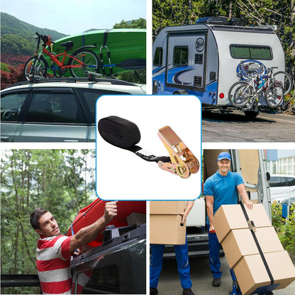 8M x 2.5CM Black Heavy Duty Ratchet Strap Cargo Luggage Tie Down Ratchet Strap