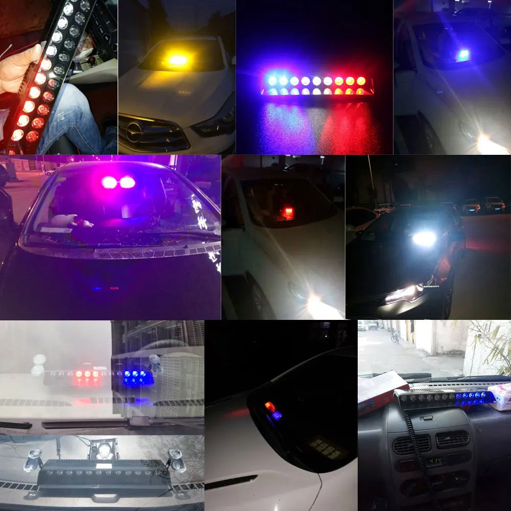 White Car Strobe Light Windshield Suction Mount Beacon Lamp Flash Warning Light