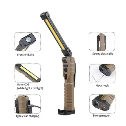 Folding LED Flashlight  Portable Camping Light Torch Rechargeable LED Work Light