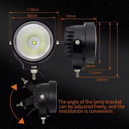 2 x LED Work Lights 60W Round 98mm 12V-24V 6500K Flood Beam LED Flood Lamps