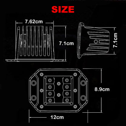 2 x 40W Flush Mount LED Work Light 120x89mm 12-24V 6000K Car 4wd LED Spotlight