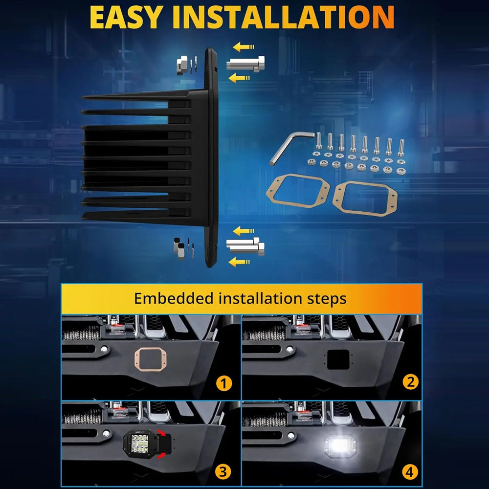 2 x Flush Mount Yellow LED Light Bar 36W 127x91mm Flood Spot Combo LED WorkLight