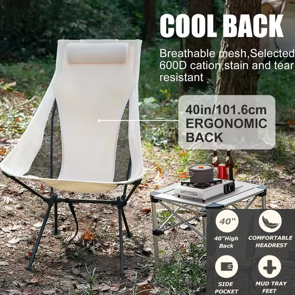 Portable Folding Camping Chair with Headrest Aluminum Tourist Fishing Chairs