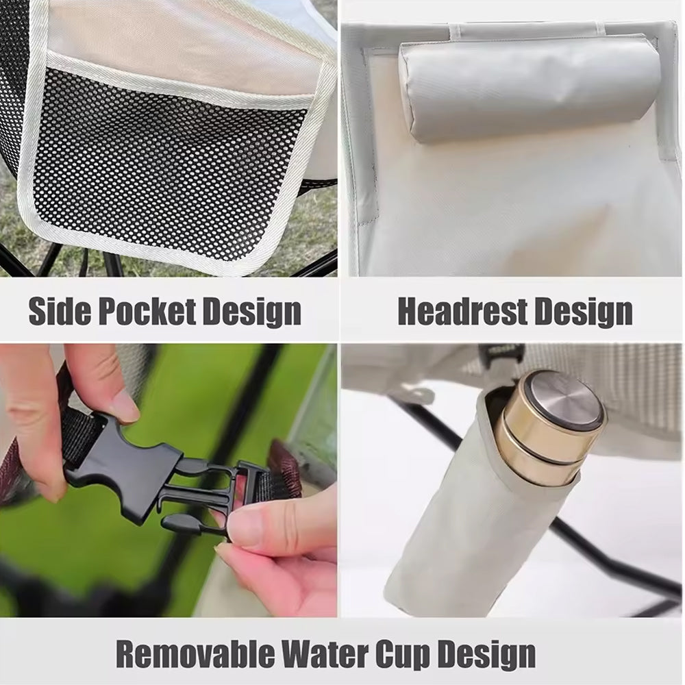 Portable Folding Camping Chair with Headrest Aluminum Tourist Fishing Chairs