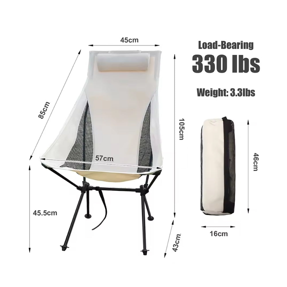 Portable Folding Camping Chair with Headrest Aluminum Tourist Fishing Chairs