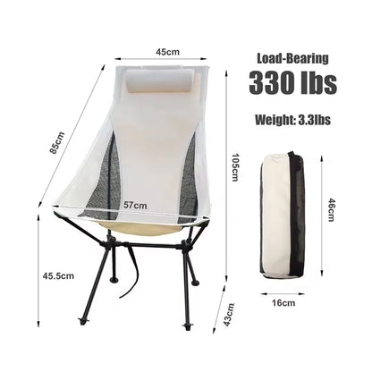 Portable Folding Camping Chair with Headrest Aluminum Tourist Fishing Chairs