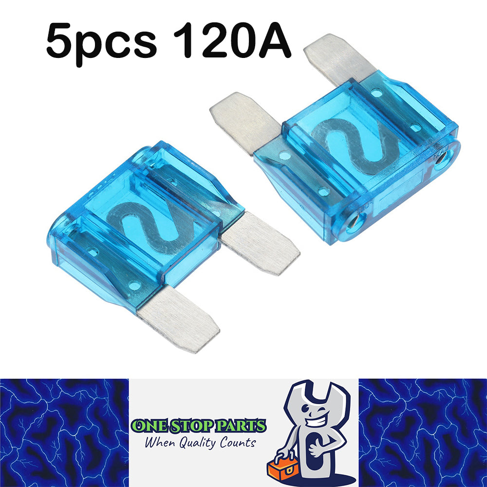 5 x 120Amp Blue Maxi Blade Fuses 5pc Pack double leg fuses 120 Amp (5pcs)