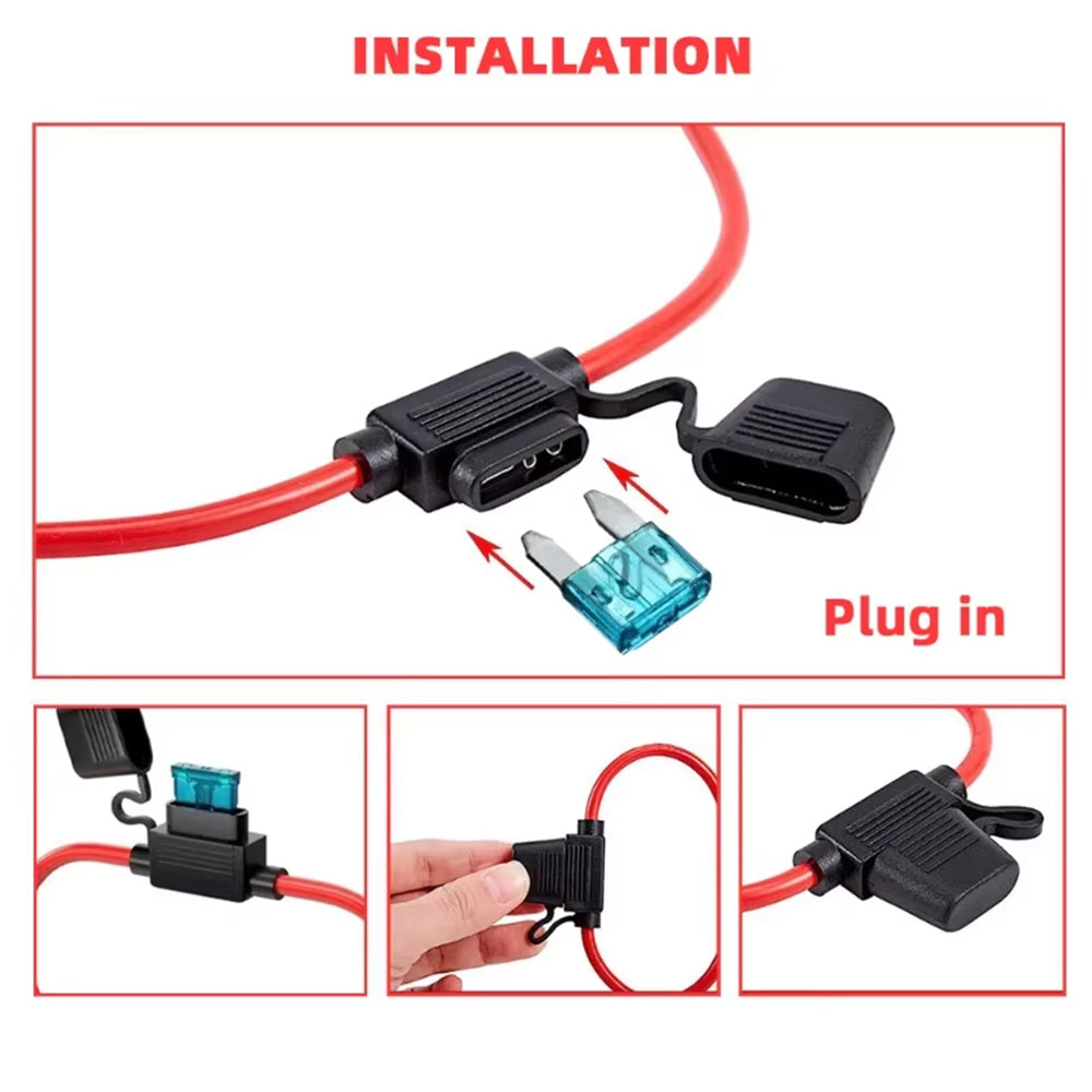 10 x Mini Blade inline Fuse Holders with dust proof cap suit to 30amp fuse 10pcs