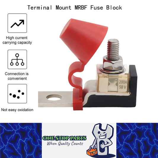 200A Terminal Mount MRBF Fuse Block Kit 58V with M8 Single Stud Battery Fuse