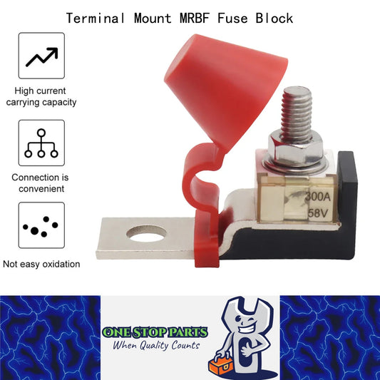 300A Terminal Mount MRBF Fuse Block Kit 58V with M8 Single Stud Battery Fuse
