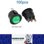 100 x Round Rocker Switch Car Boat Dashboard 3 Pin ON/OFF Power Switch Green
