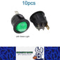 10 x Round Rocker Switch Car Boat Dashboard 3 Pin ON/OFF Power Switch Green