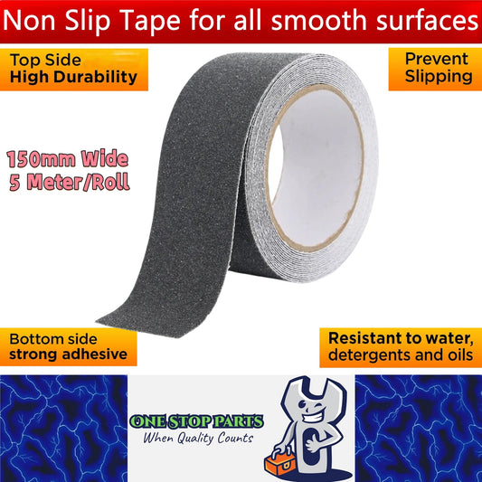 Non Slip Tape 150mm Wide x 5 Meter Roll Grey Safety Anti Slip Non Skid Tape