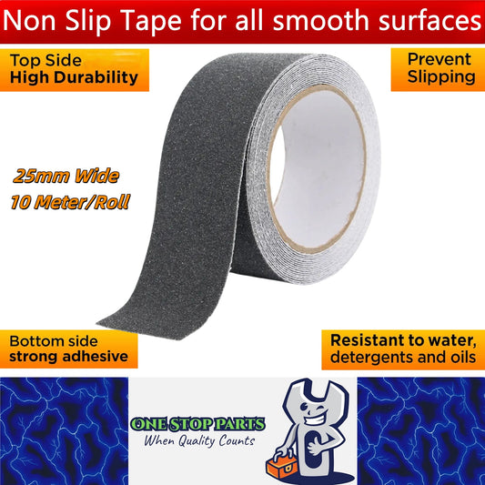 Non Slip Tape 25mm Wide x 10 Meter Roll Grey Safety Anti Slip Non Skid Tape