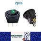 2 x Round Rocker Switch Car Boat Dashboard 3 Pin ON-OFF 12V 20A Switch Green LED