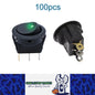 100 x Round Rocker Switch Car Boat Dashboard 3 Pin ON-OFF 12V 20A Switch Green