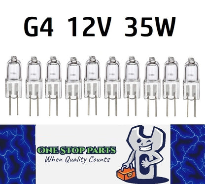 10 x G4 12V 35w Halogen Globes Bi Pin 4mm Apart (10pcs)