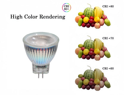 1 x MR11 3W LED Spotlight AC/DC 12V-24V 38° 6000K Cold White Glass Downlight