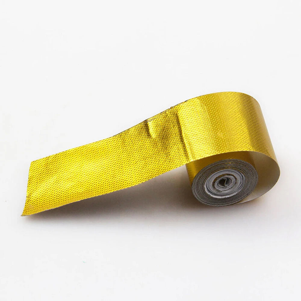 5m Gold Exhaust Heat Wrap Tape Turbo Shield Roll for Car Motorcycle Engine