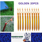 20 x Golden Tent Stakes 18CM Tri-Beam Tent Pegs with Rope Ground Nails Stakes