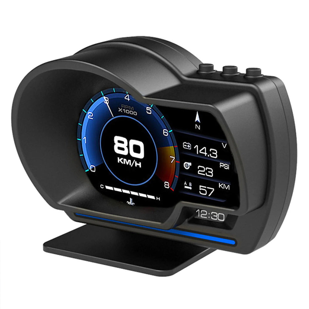 OBD2+GPS Car HUD Display Speedometer RPM Turbo Alarm Gauge for Car Truck SUV