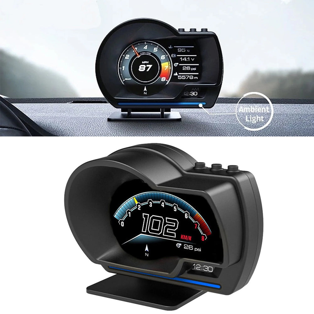 OBD2+GPS Car HUD Display Speedometer RPM Turbo Alarm Gauge for Car Truck SUV