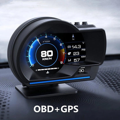 OBD2+GPS Car HUD Display Speedometer RPM Turbo Alarm Gauge for Car Truck SUV