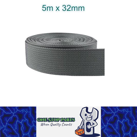 5m x 32mm Grey Nylon Webbing Strap Safety Belt Knapsack Bag Leash DIY Crafting
