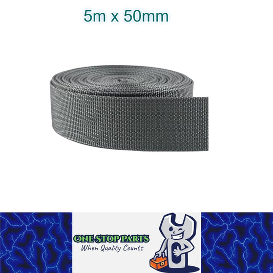 5m x 50mm Grey Nylon Webbing Strap Safety Belt Knapsack Bag Leash DIY Crafting