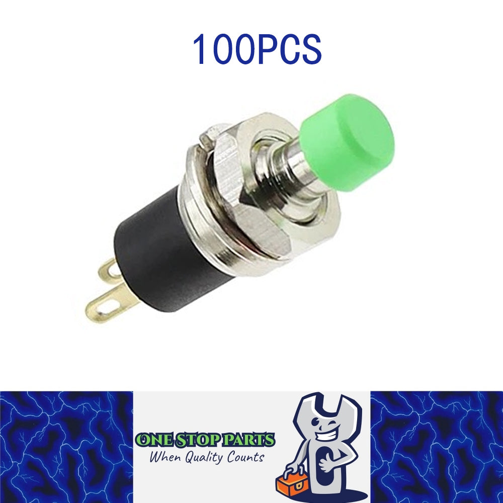 100 x Green Push Button Switches 7mm ON/OFF Self Reset Panel Momentary Switches