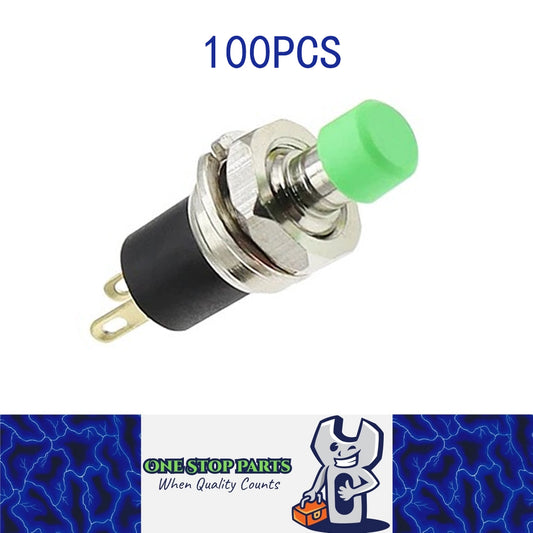 100 x Green Push Button Switches 7mm ON/OFF Self Reset Panel Momentary Switches