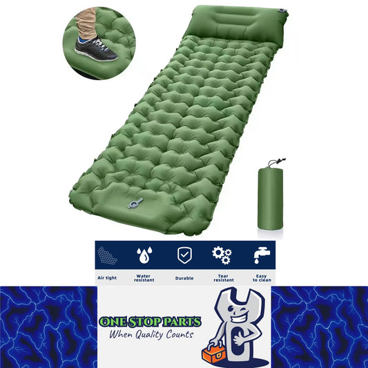 Green 180x58cm Outdoor Sleeping Pad Inflatable Mattress with Pillow Camping Mat