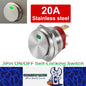 Green LED 22mm Metal Push Button Switch 12V 20A 3Pin ON/OFF Self-Locking Switch