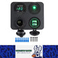 Green LED 4 in1 12V Switch Panel USB Charger Voltmeter Switch and Power Socket
